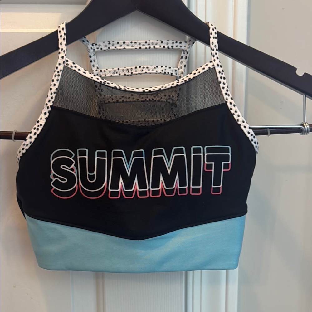 Varsity Women's Colorblock Sports Bra/Crop Top- Black and Blue